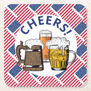 Dessous De Verre Carré USA FLAG American Beer