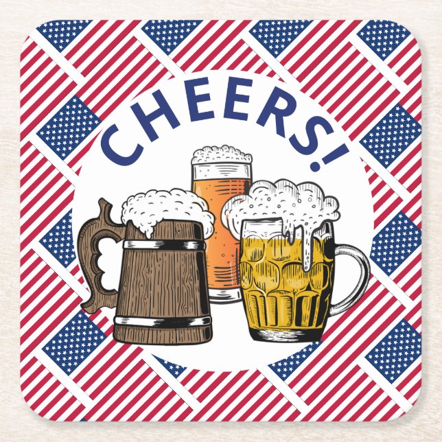 Dessous De Verre Carré USA FLAG American Beer (Devant)