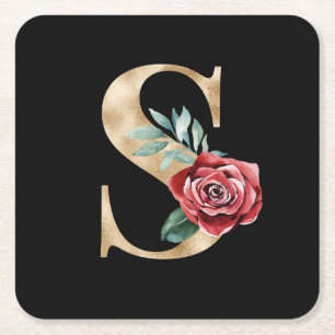 Dessous De Verre Carré Vacances d'hiver initiales lettre S