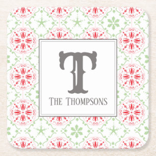 Dessous De Verre Carré Vacances Snowflakes tendance Monogramme de Noël