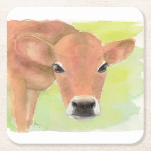 Dessous De Verre Carré Vache à l'aquarelle
