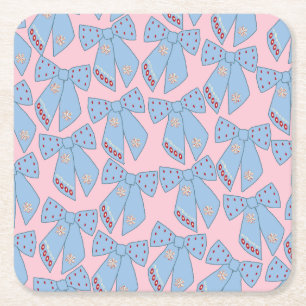 Dessous De Verre Carré Vaches Roses Et Bleues