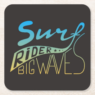 Dessous De Verre Carré Vagues de cavalier de surf grandes