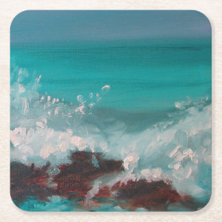 Dessous De Verre Carré "Vagues de la rive nord" 2, peinture à l'huile
