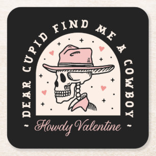 Dessous De Verre Carré Valentines Jour cowboy foncé romance gothique noir