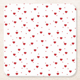 Dessous De Verre Carré Valentines Red Hearts Motif