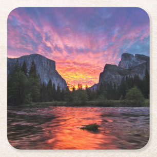 Dessous De Verre Carré Vallée vibrante du ciel   Yosemite
