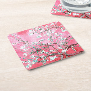 Dessous De Verre Carré Van Gogh Almond Blossoms rose Bleu