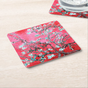 Dessous De Verre Carré Van Gogh Almond Blossoms Rouge bleu