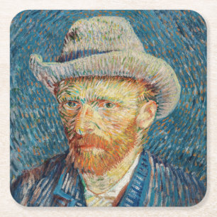 Dessous De Verre Carré Van Gogh - Autoportrait au chapeau de feutre gris