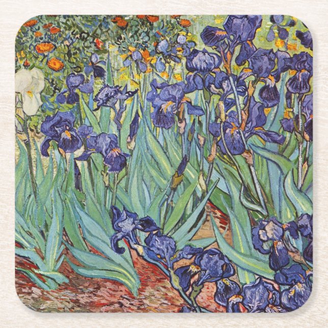 Dessous De Verre Carré Van Gogh Irises Peinture impressionniste (Devant)