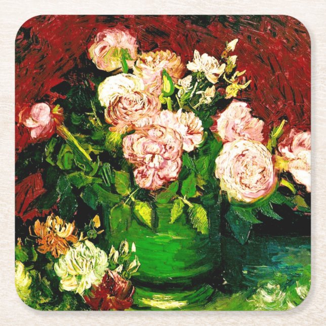 Dessous De Verre Carré Van Gogh Peonies et Roses (Devant)