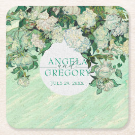 Dessous De Verre Carré Van Gogh Roses Wedding Paper Coaster