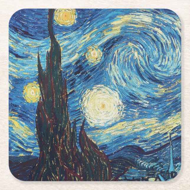 Dessous De Verre Carré Van Gogh Starry Classic Nuit Impressionnisme Art (Devant)