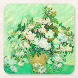 Dessous De Verre Carré Van Gogh White Roses