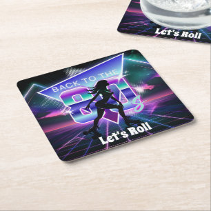 Dessous De Verre Carré Vaporwave Roller Skate fête d'anniversaire