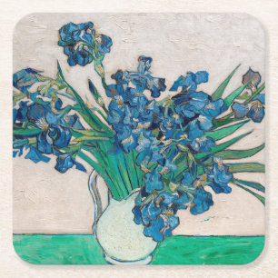 Dessous De Verre Carré Vase avec Irises, Van Gogh