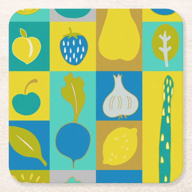 Dessous De Verre Carré Veggie Blocks I (Devant)