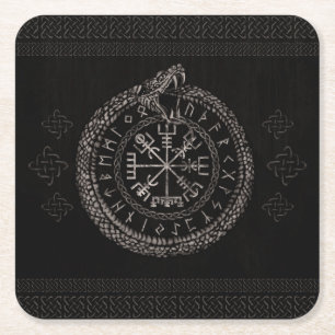 Dessous De Verre Carré Vegvisir avec Ouroboros et runes