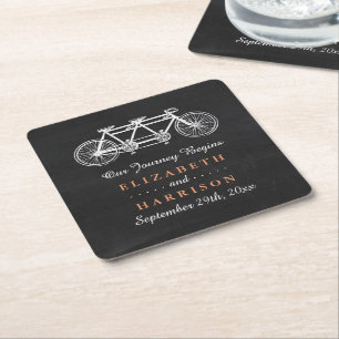 Dessous De Verre Carré Vélo Tandem Sur Mariage Chalkboard