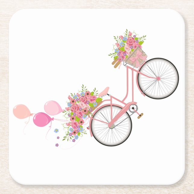 Dessous De Verre Carré Vélo Whimsical Rose (Devant)
