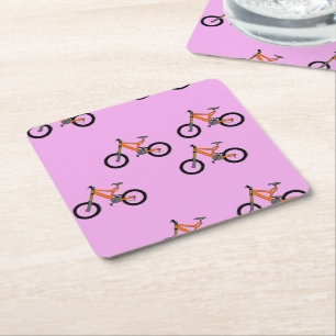 Dessous De Verre Carré Vélos motif sur rose