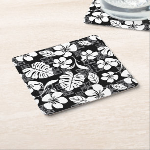 DESSOUS DE VERRE CARRÉ VENDREDI ALOHA (NOIR & GRIS)