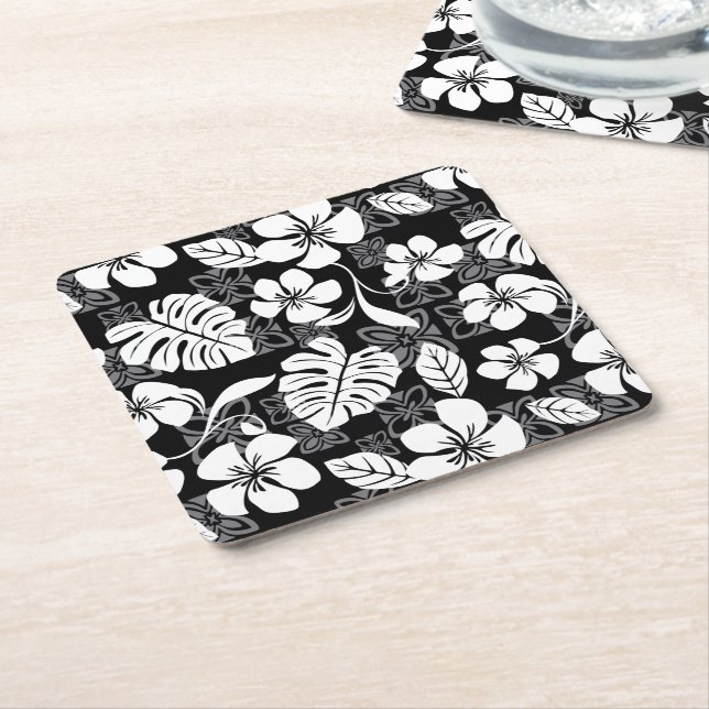DESSOUS DE VERRE CARRÉ VENDREDI ALOHA (NOIR & GRIS) (Incliné)