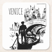Venise Italie Gondole Noir Blanc