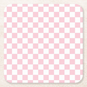 Dessous De Verre Carré Vérifier le Motif de tableau de bord rose et blan