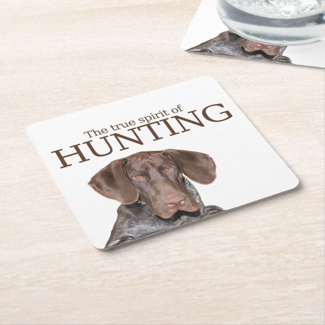 Dessous De Verre Carré Véritable esprit de chasse grizzli (Incliné)