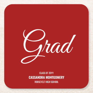 Dessous De Verre Carré Vermillion Red Modern Graduation Party