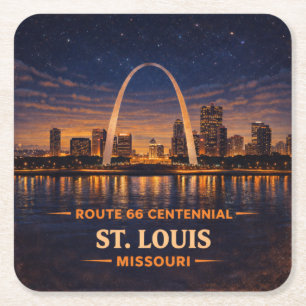 Dessous De Verre Carré Verre à bière de la Route 66 de St Louis Nuit Skyl