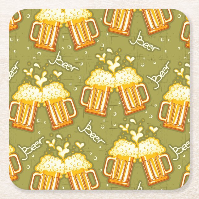 Dessous De Verre Carré Verres de motif de bière (Devant)