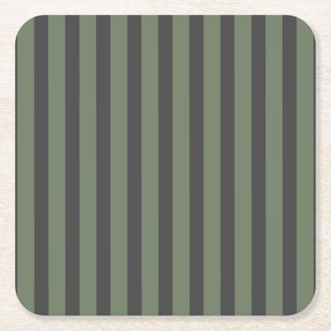 Dessous De Verre Carré Vert olive tick rayé moderne (Devant)