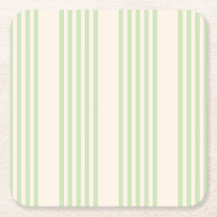 Dessous De Verre Carré Vert pâle et beige cinq rayures motif