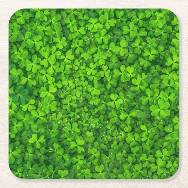 Dessous De Verre Carré vert shamrock, Saint Patrick's Day, (Devant)