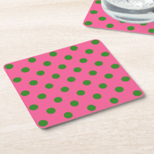 Dessous De Verre Carré Vert sur rose Pois Design Motif