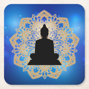 Dessous De Verre Carré Vesak Day Bouddha et Mandala Vaisakha Purnima