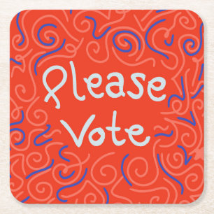 Dessous De Verre Carré Veuillez voter