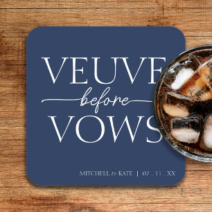 Dessous De Verre Carré Veuve Before Vows Bleu Marine & Blanc Enterrement 