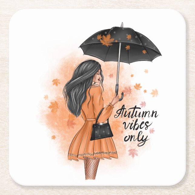 Dessous De Verre Carré Vibes Automne Seulement Automne Fashion Girl (Devant)