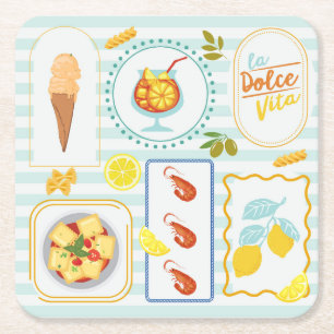Dessous De Verre Carré Vibes d'été méditerranéen