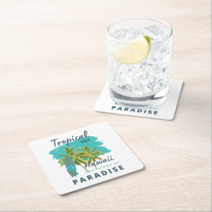 Dessous De Verre Carré Vibes Tropicales Hawaï Île du Paradis