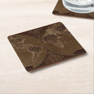 Dessous De Verre Carré Vieille carte du monde