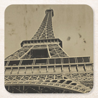 Dessous De Verre Carré Vieille photographie de Tour Eiffel