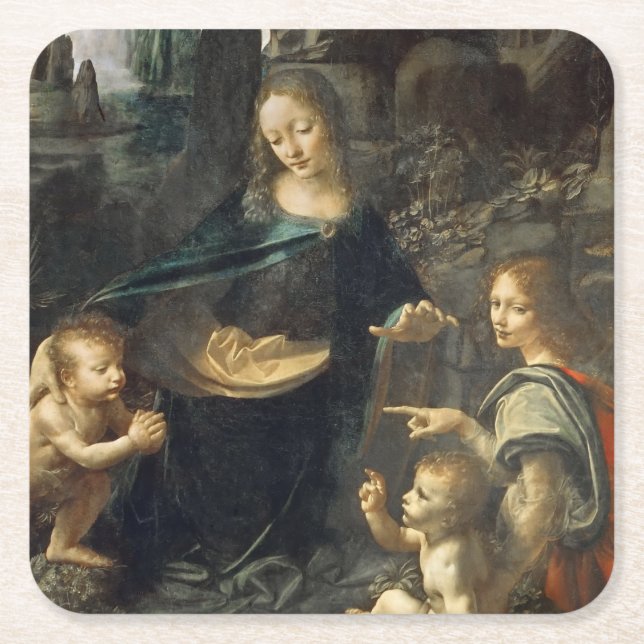 Dessous De Verre Carré Vierge des Roches, Léonard de Vinci (Devant)