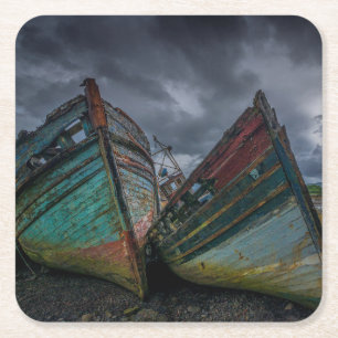 Dessous De Verre Carré Vieux bateaux de pêche