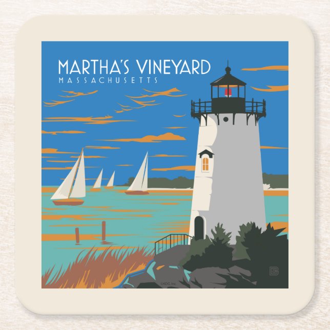 Dessous De Verre Carré Vignoble de Martha, Massachusetts | Phare (Devant)