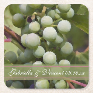 Dessous De Verre Carré Vignoble de raisins verts Mariage